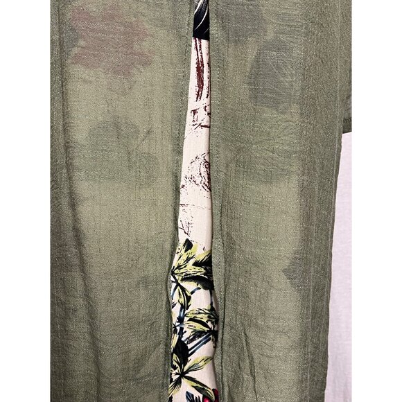 Cream Floral Green Duster Sheath Midi Dress 3XL Country Church Office - Picture 4 of 13